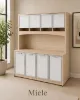 office credenza with hutch and white glass doors