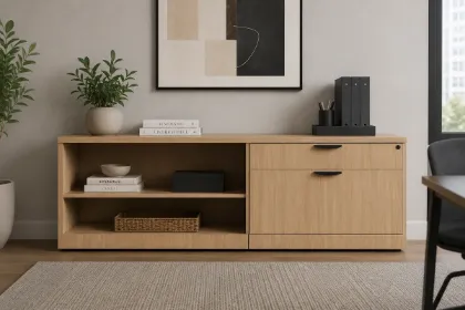 Picture of Low Credenza with Lateral File Drawer and Open Storage