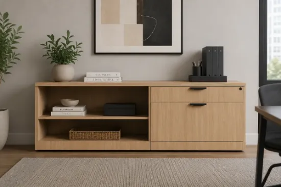 Picture of Low Credenza with Lateral File Drawer and Open Storage