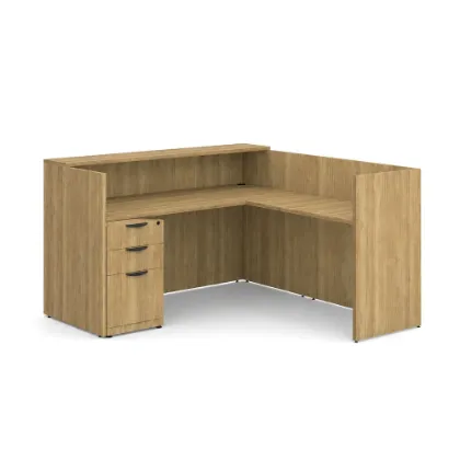 	L Shaped Reception Desk with Locking Drawers and Reversible Return