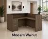 L Shaped Reception Desk with Locking Drawers and Reversible Return