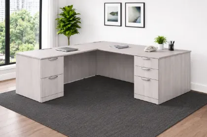 Picture of Executive L Shaped Desk with Drawers, Locking Storage and Cable Management 
