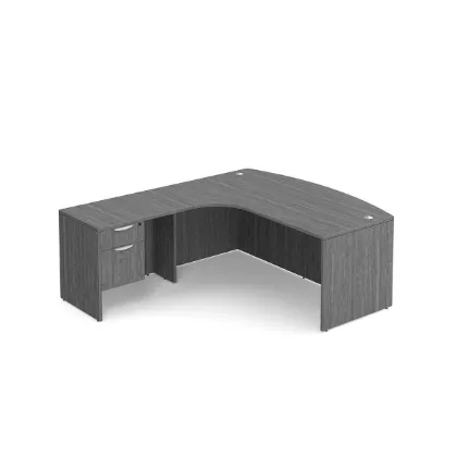 bow front executive L shaped desk with drawers