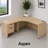 bow front executive L shaped desk with drawers