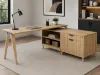 Picture of L Shaped Office Desk with Drawers, File Storage and Wood Legs
