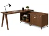 Picture of L Shaped  Desk with File Storage and Wood Legs 