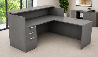 	L Shaped Reception Desk with Reversible Return