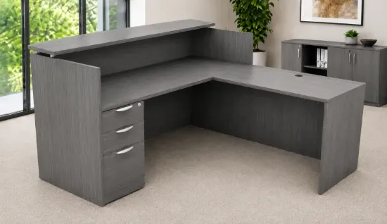 	L Shaped Reception Desk with Reversible Return