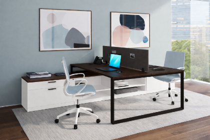 Picture of 2 Person Desk with Side Storage 