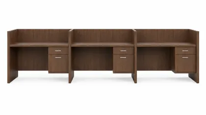 3 Person Workstation Desk with Divider Panels