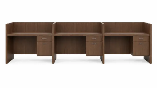 3 Person Workstation Desk with Divider Panels