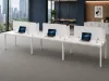 3 Person Workstation with Privacy Panels, Storage and Cable Management