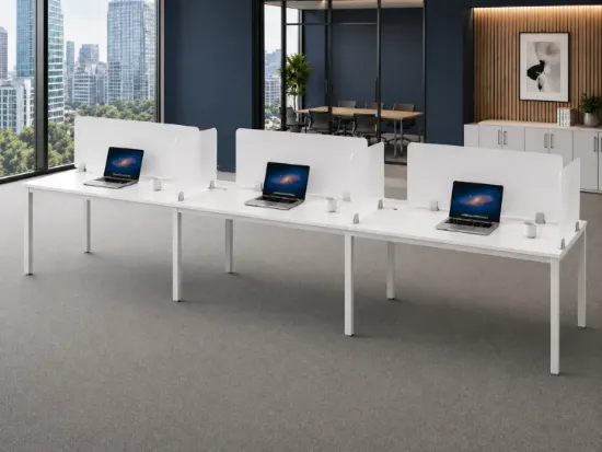3 Person Workstation with Privacy Panels, Storage and Cable Management