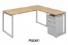 modern L shaped desk with drawers and reversible return