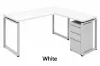 modern L shaped desk with drawers and reversible return