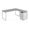 modern L shaped desk with drawers and reversible return