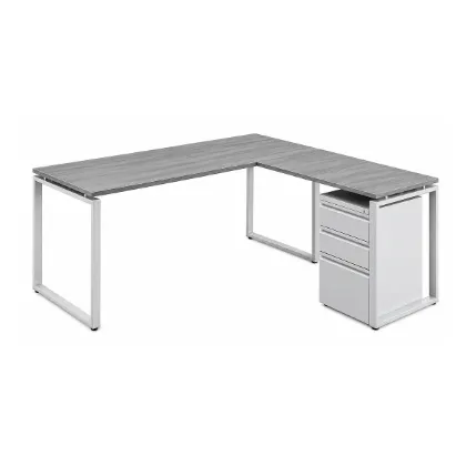 modern L shaped desk with drawers and reversible return