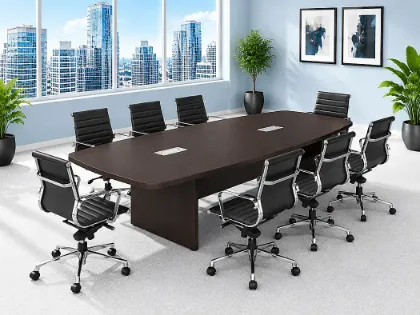 boat shaped conference table with grommets