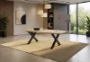 	Boat Shaped Conference Table with Metal X Base, Cable Management and Power Options