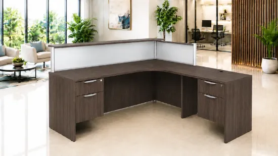 Picture of Modern L Shaped Reception Desk with Transaction Counter