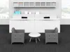 	double reception desk with transaction counters