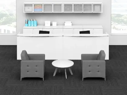 	double reception desk with transaction counters