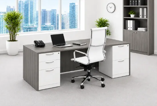 Double Pedestal Desk – Modern Office Desk with Storage