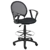 mesh drafting stool with arms and foot ring