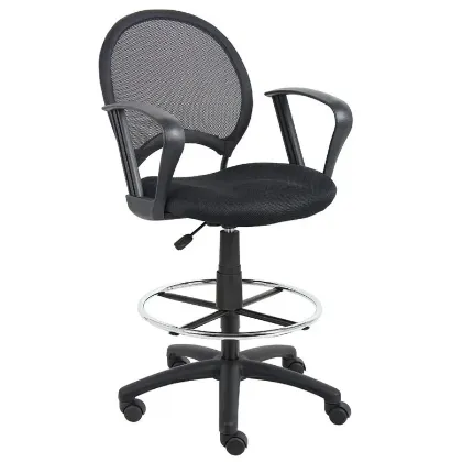 mesh drafting stool with arms and foot ring
