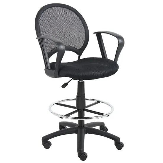 mesh drafting stool with arms and foot ring