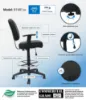 rolling drafting chair with padded vinyl seat and back
