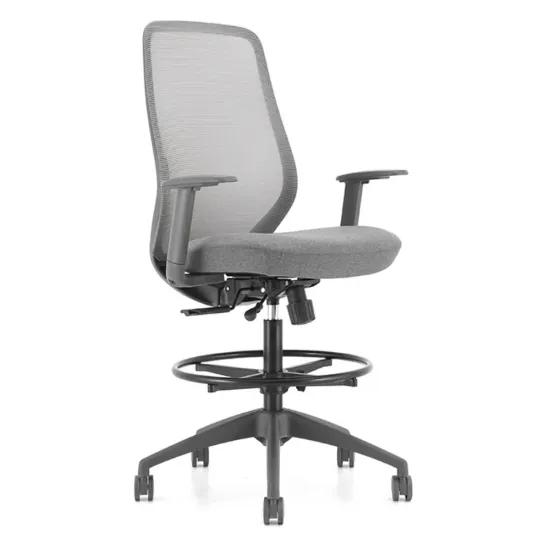 ergonomic mesh drafting stool with seat slider and 2D arms