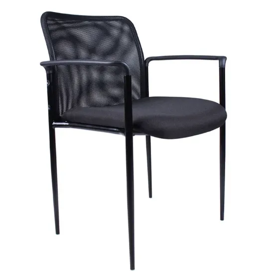 stackable guest chair with arms and mesh back