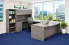 executive U shaped desk with hutch and bookcase
