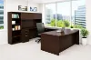 Executive U-Shaped Desk with Hutch, Bookcase Storage and Bow Front Worksurface