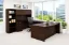 Executive U-Shaped Desk with Hutch, Bookcase Storage and Bow Front Worksurface