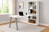 desk and bookcase combo with open storage and adjustable shelves