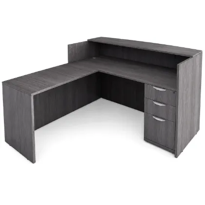 	L Shaped Reception Desk with Locking Drawers and Reversible Return