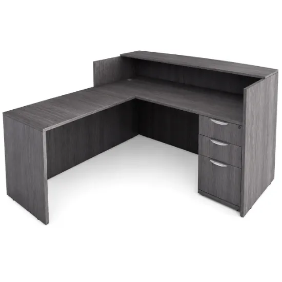 	L Shaped Reception Desk with Locking Drawers and Reversible Return