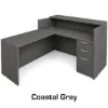 L Shaped Reception Desk with Locking Drawers and Reversible Return