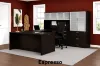 Bow front U shaped desk with storage and hutch