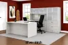Bow front U shaped desk with storage and hutch