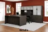 Bow front U shaped desk with storage and hutch