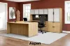 Bow front U shaped desk with storage and hutch