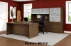 Bow front U shaped desk with storage and hutch