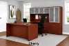 Bow front U shaped desk with storage and hutch