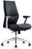 Black leather mid back office chair with arms