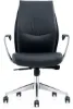 Black leather mid back office chair with arms