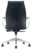 Black leather mid back office chair with arms
