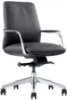 Black leather mid back office chair with knee tilt